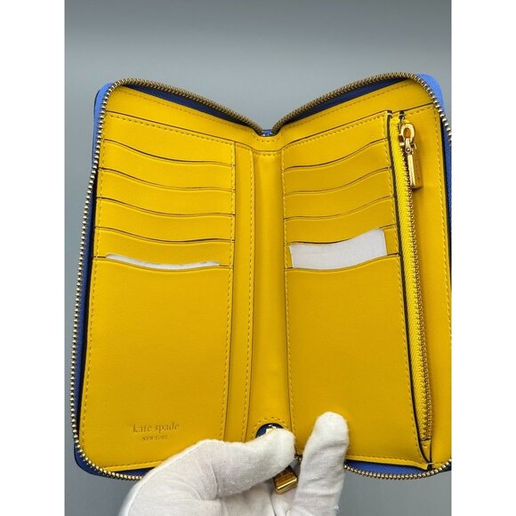 Kate Spade Katy Sunshine Floral Textured Leather Medium Zip Around Wallet KF947 - Picture 7 of 16